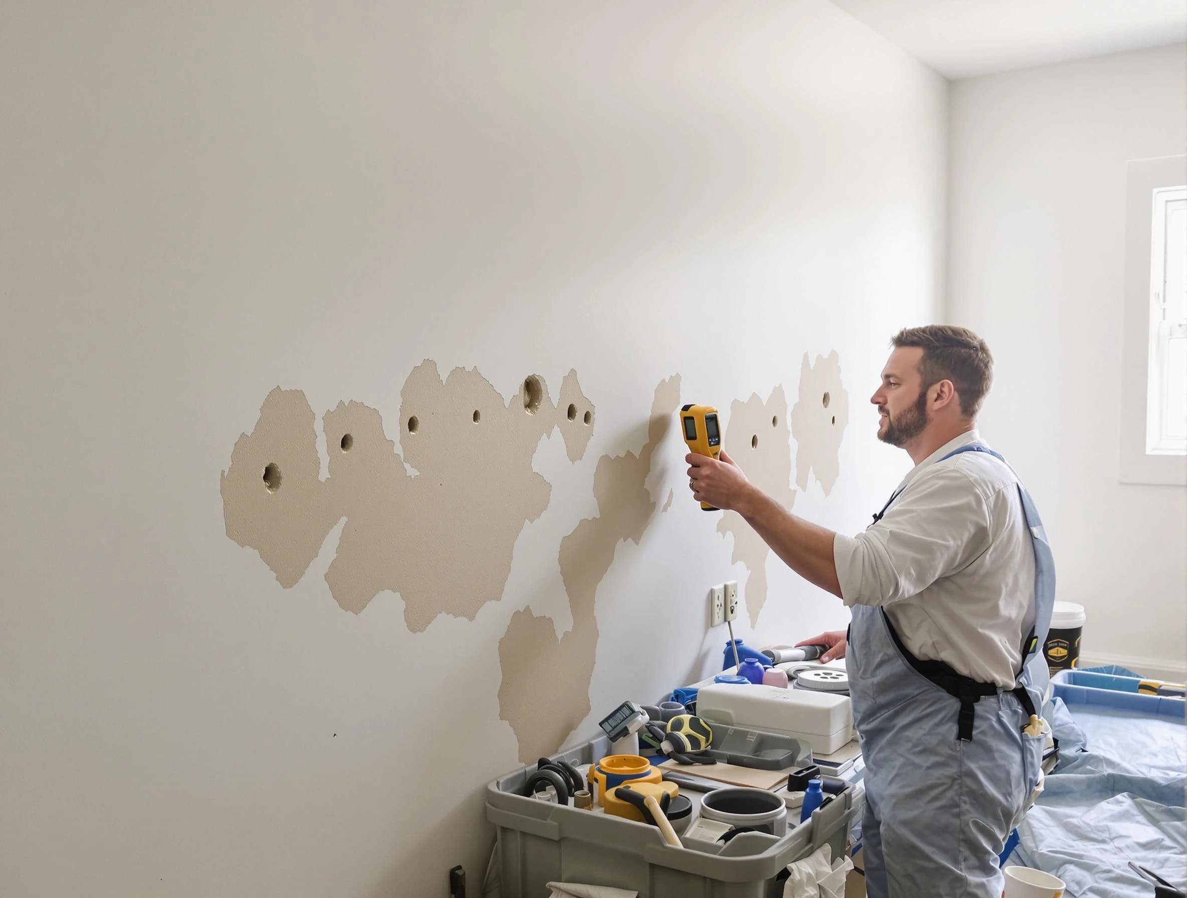 New Franklin House Painters repairing damaged drywall in New Franklin