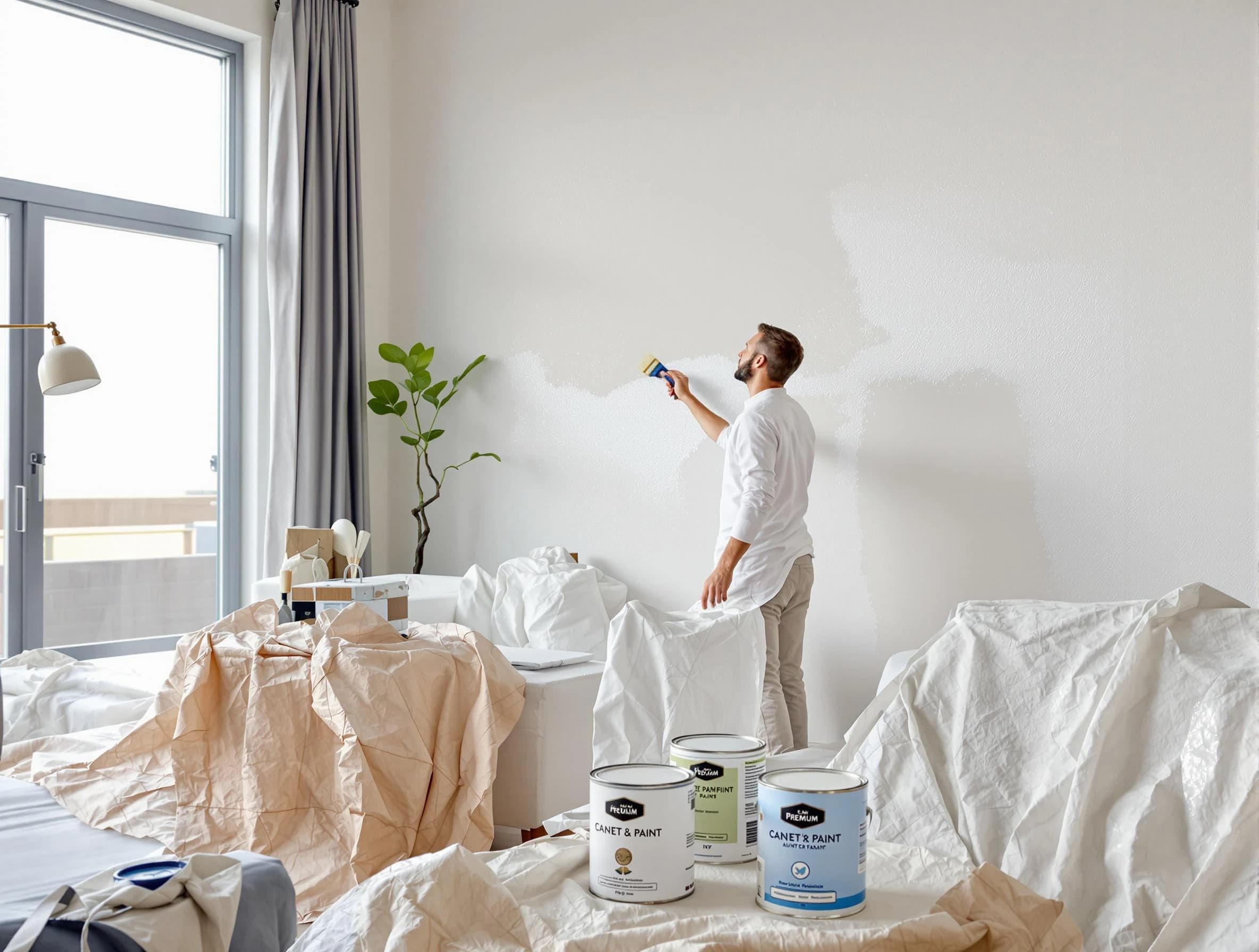 New Franklin House Painters team carefully painting an interior wall in New Franklin, OH